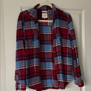 American Eagle Outfitters Red and Blue Plaid Button Down Shirt